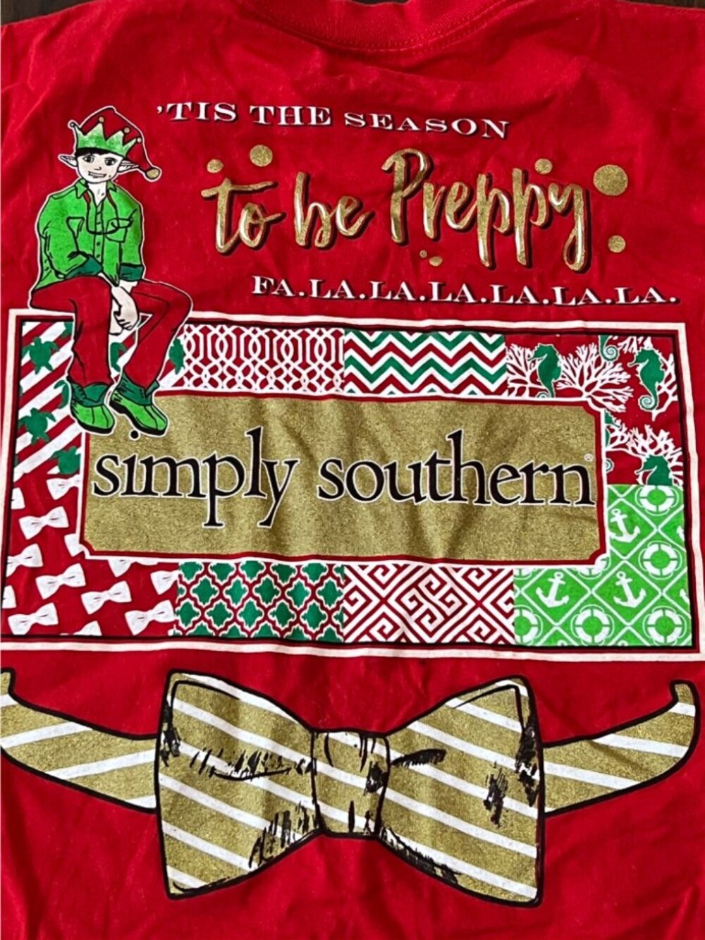 Simply Southern Tis The Season To Be Preppy Christmas T-shirt Small Holiday Gift - Picture 2 of 7